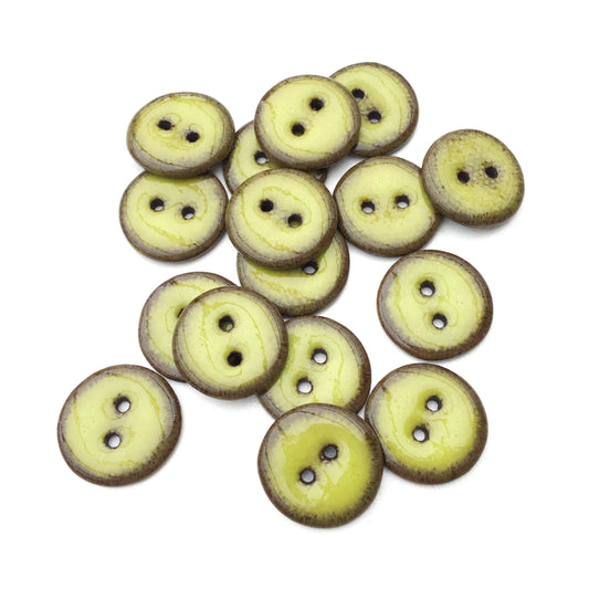 Chartreuse Black Clay Button  3/4"