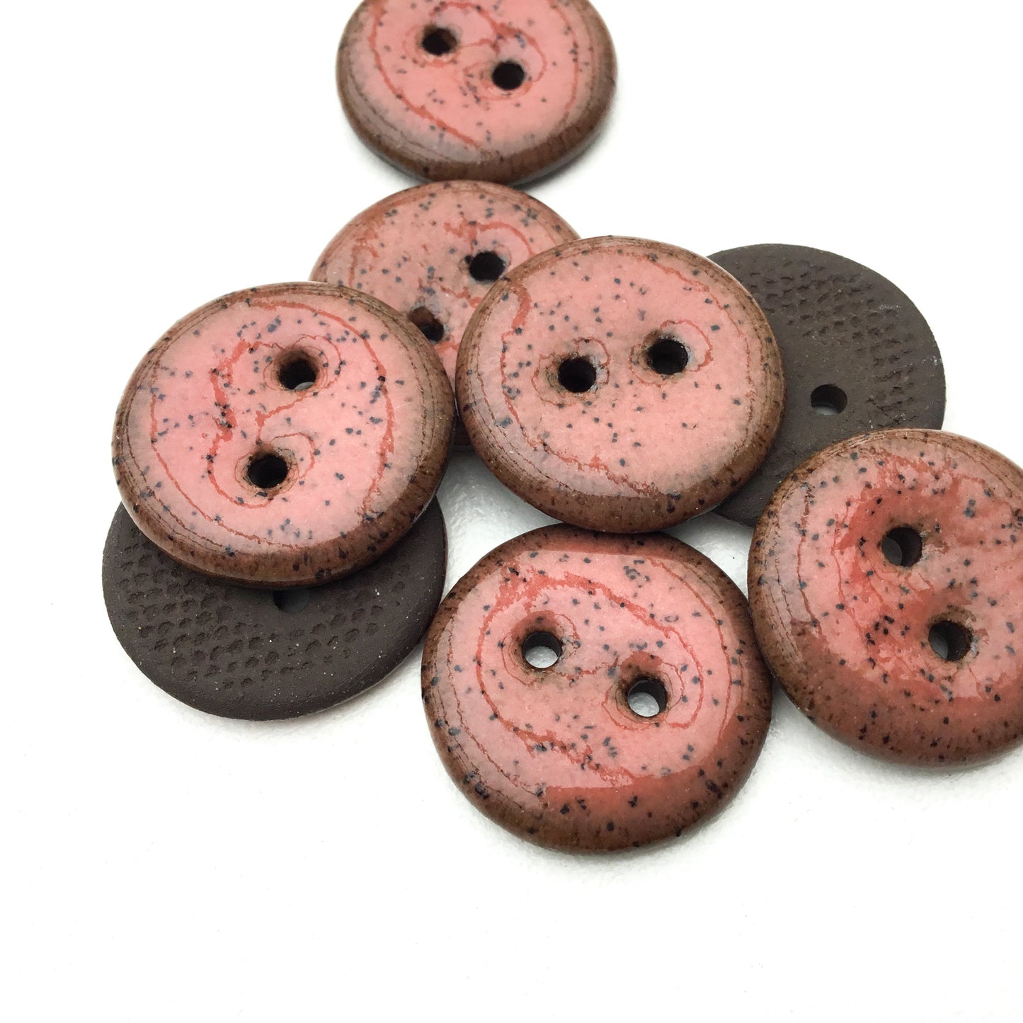 Speckled Rose Black Clay Button  3/4"