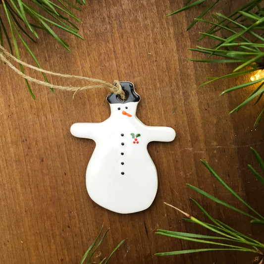 Snow Man Ceramic Ornament
