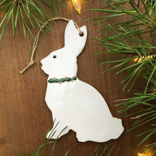 White Hare Ceramic Ornament