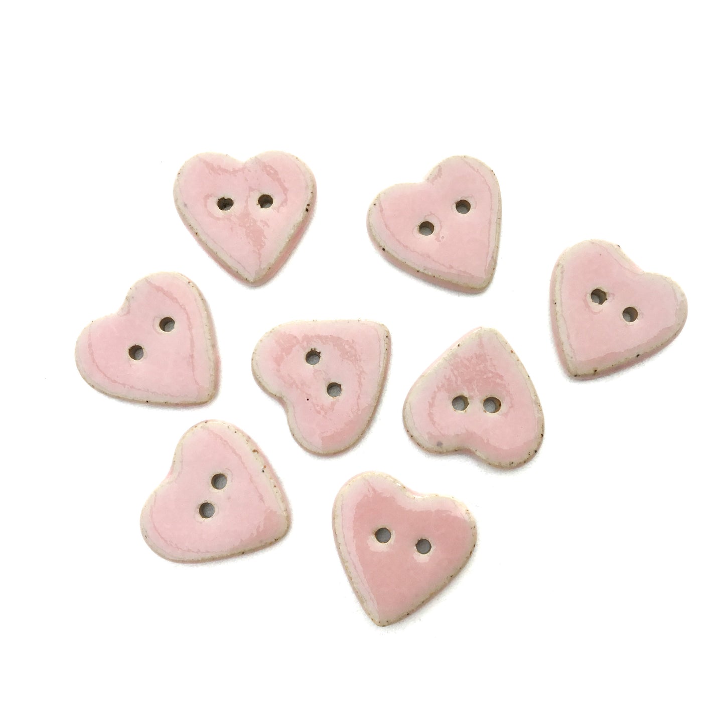 Soft Pink Stoneware Heart Buttons  7/8"