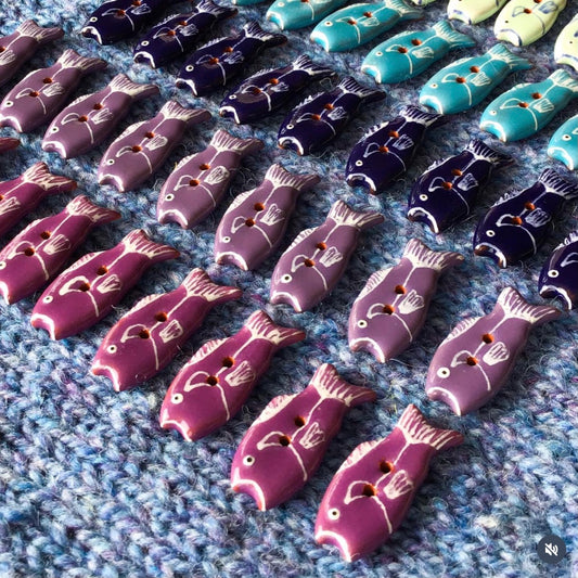 NEW COLORS! Colorful Fish Ceramic Buttons  1/2" x 1-1/4"