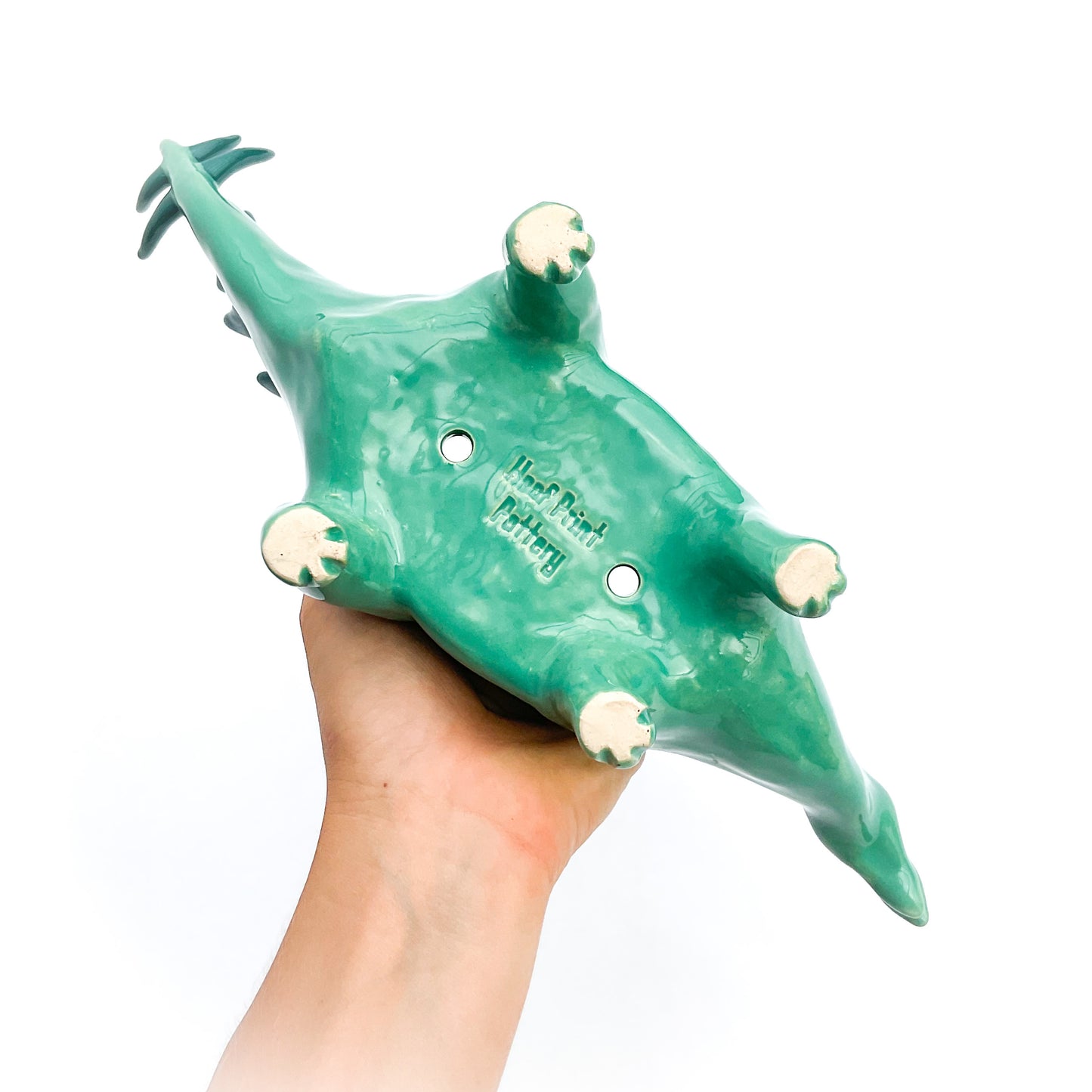 Speckled Turquoise Stegosaurus Dinosaur Planter