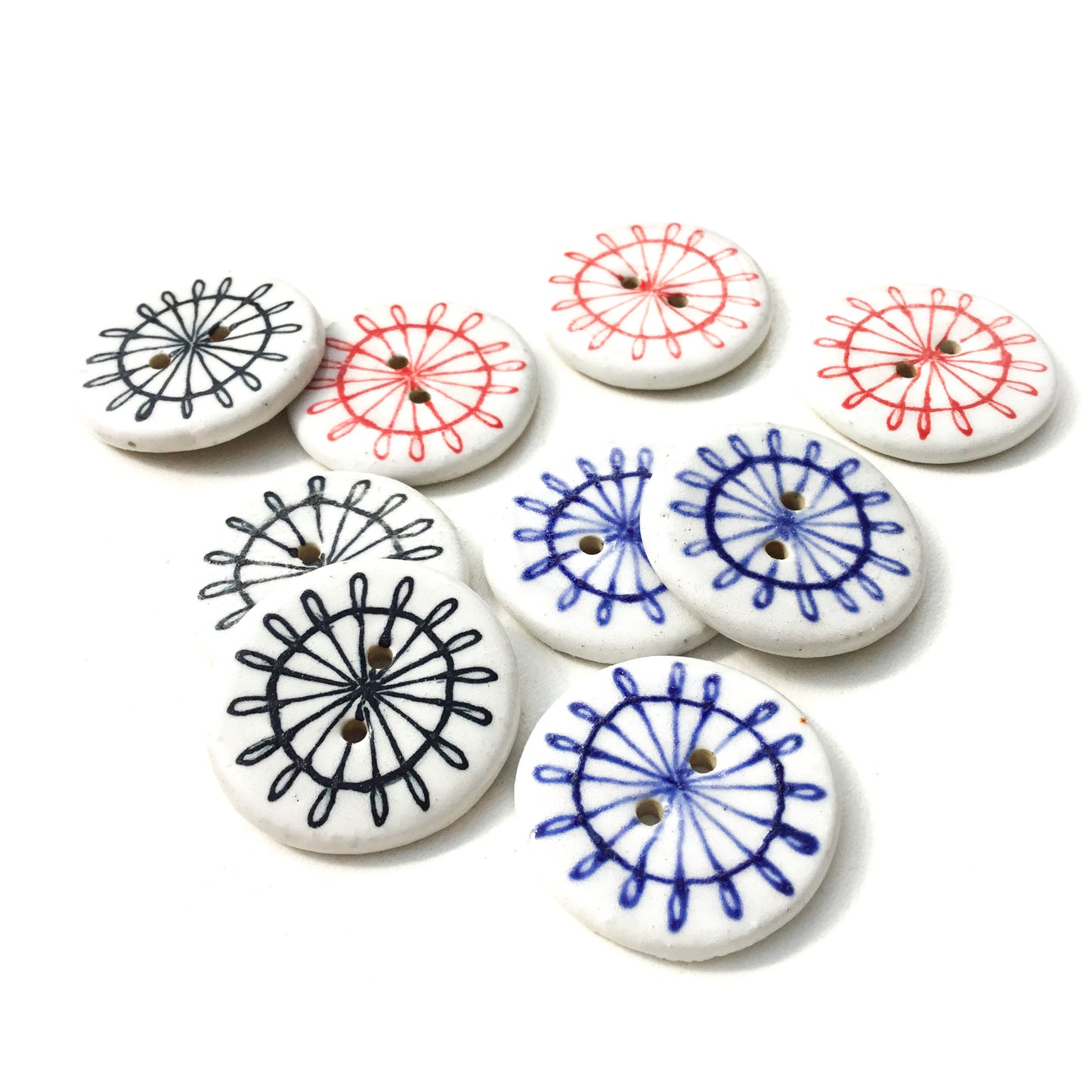 Spoke Stoneware Buttons - 1 1/16"