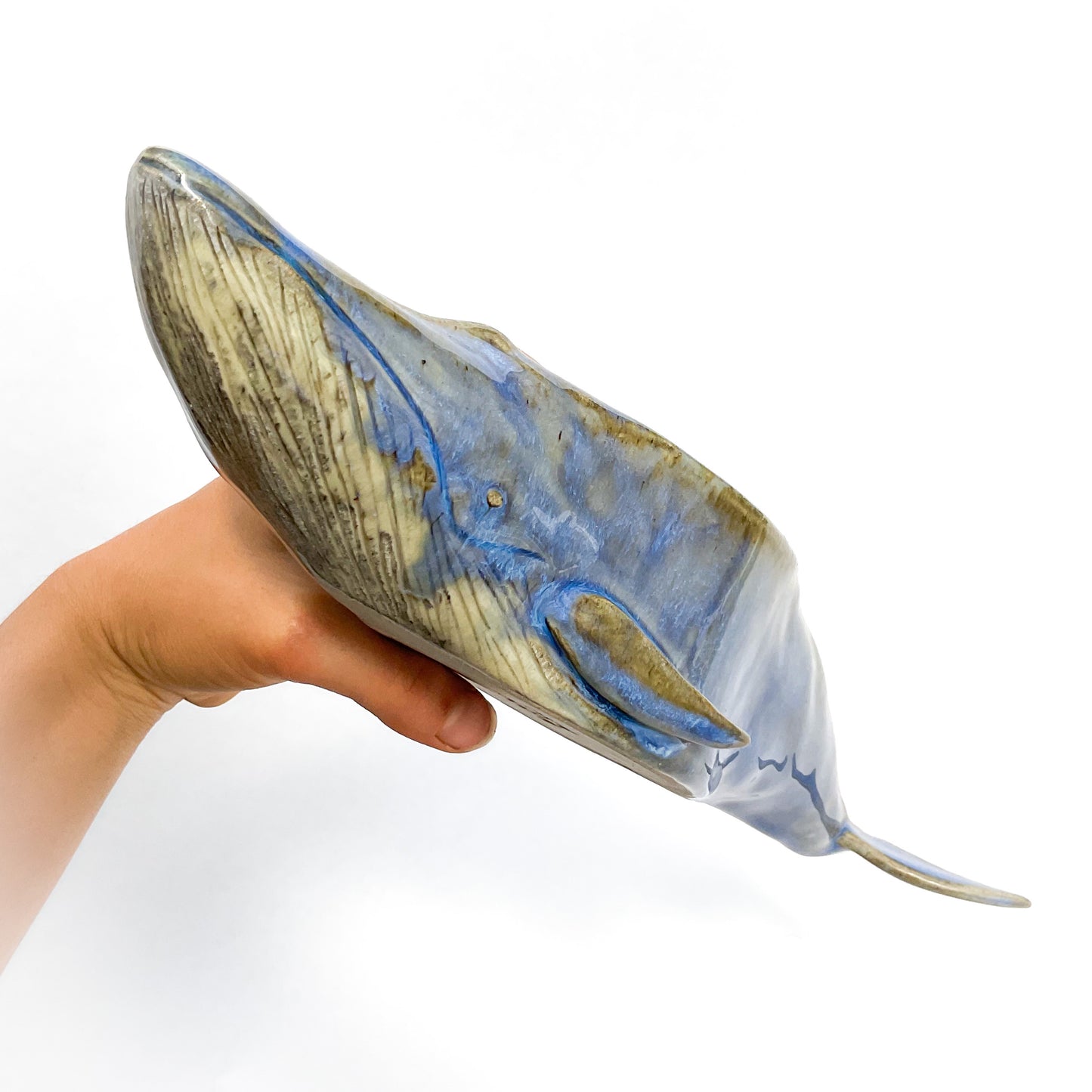Stoneware Blue Whale Pot - Ceramic Whale Planter