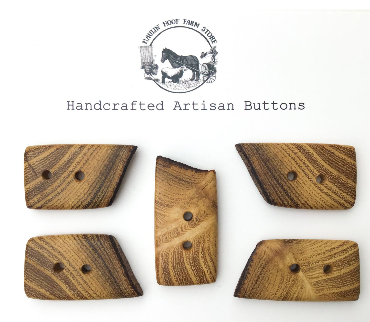 Black Locust Wood Buttons - Live Edge Wood Buttons - Wood Toggle Buttons - 3/4" x 1 1/2" - 5 Pack
