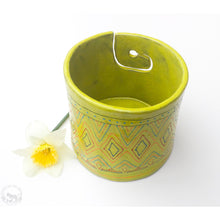 Load image into Gallery viewer, Tribal Print on Chartreuse Yarn Bowl