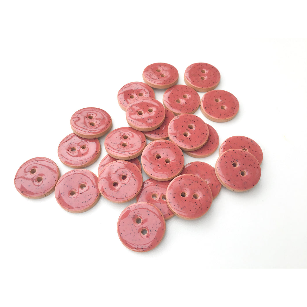 Earthy Pink Ceramic Buttons - Speckled Clay Buttons - 3/4