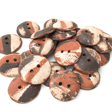 Load image into Gallery viewer, Raw and Rustic Tri-Colored Ceramic Buttons - Earthy Clay Buttons - 3/4&quot; to 7/8&quot;
