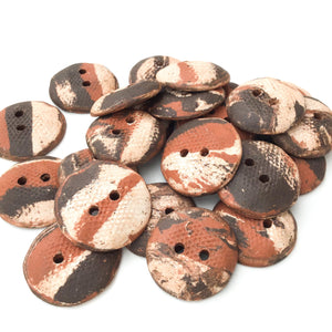 Raw and Rustic Tri-Colored Ceramic Buttons - Earthy Clay Buttons - 3/4" to 7/8"