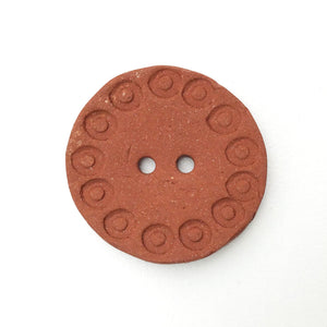 Decorative Blue Ceramic Button - Orange - Green - White Clay Button - 1 1/16"