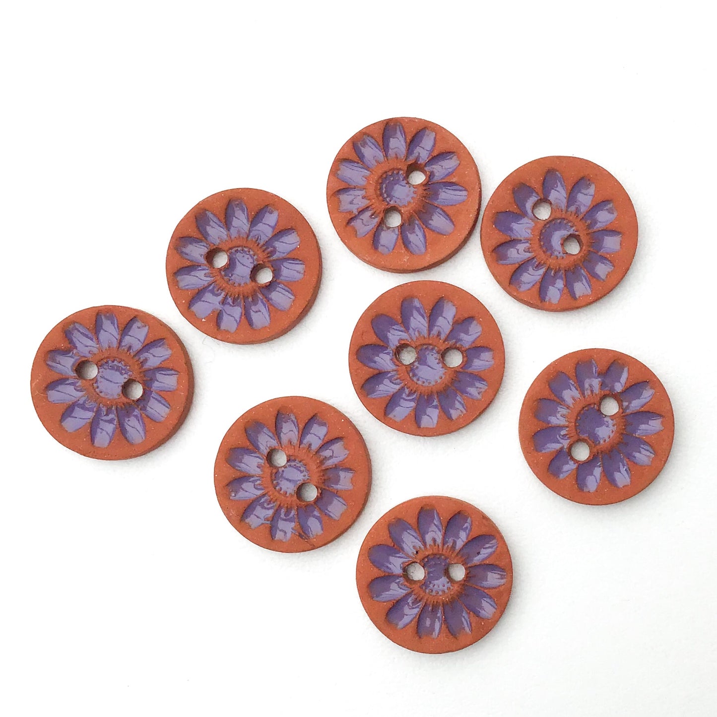 Ceramic Mum Flower Buttons - Small Ceramic Flower Buttons - Purple - 11/16" - 8 Pack (ws-35)