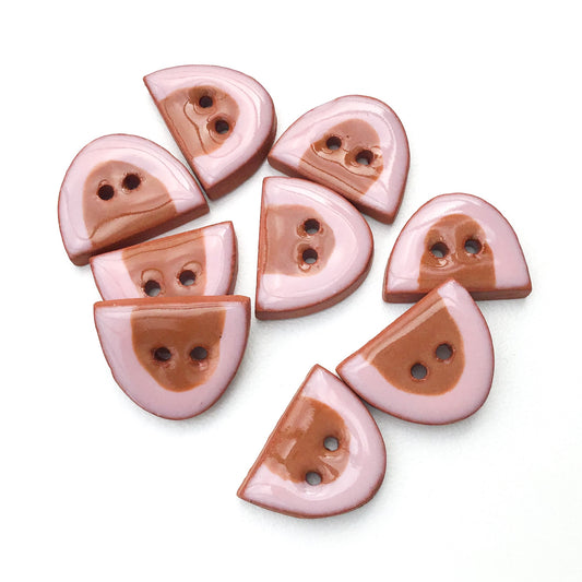 Pink and Brown Half Oval Buttons 1/2" - 9 Pack