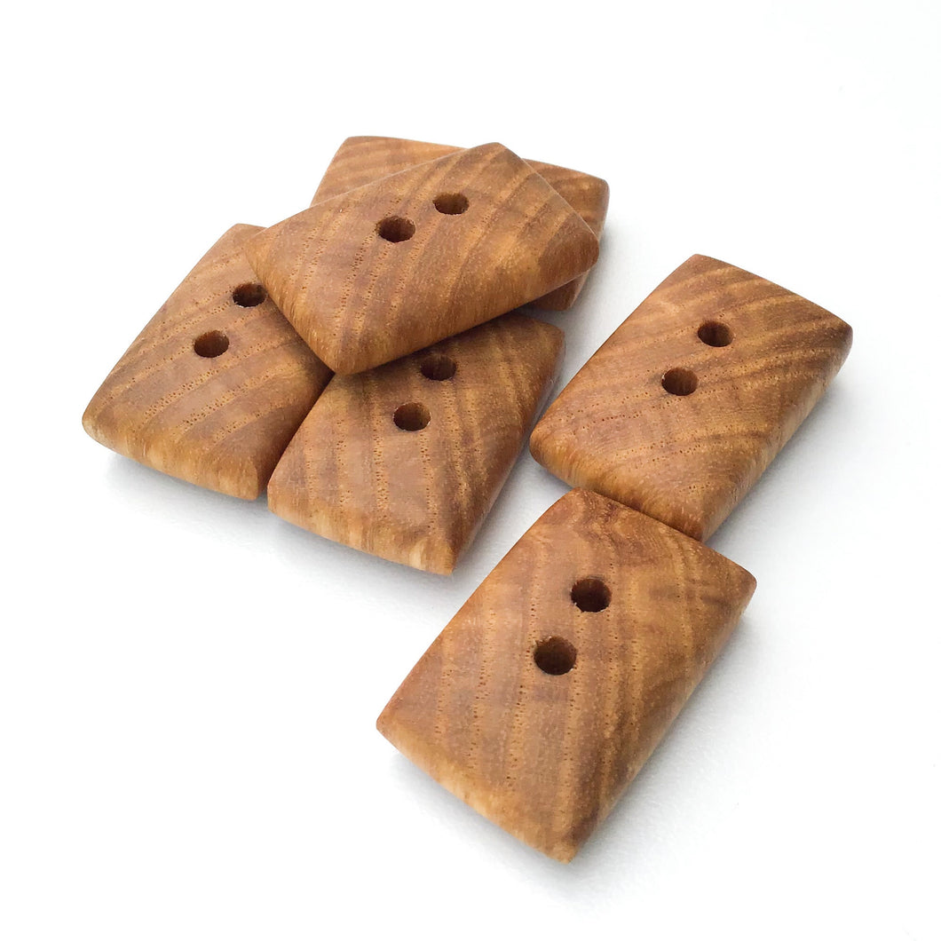 Ash Wood Buttons - Rounded Edge Rectangular Wood Buttons - 11/16