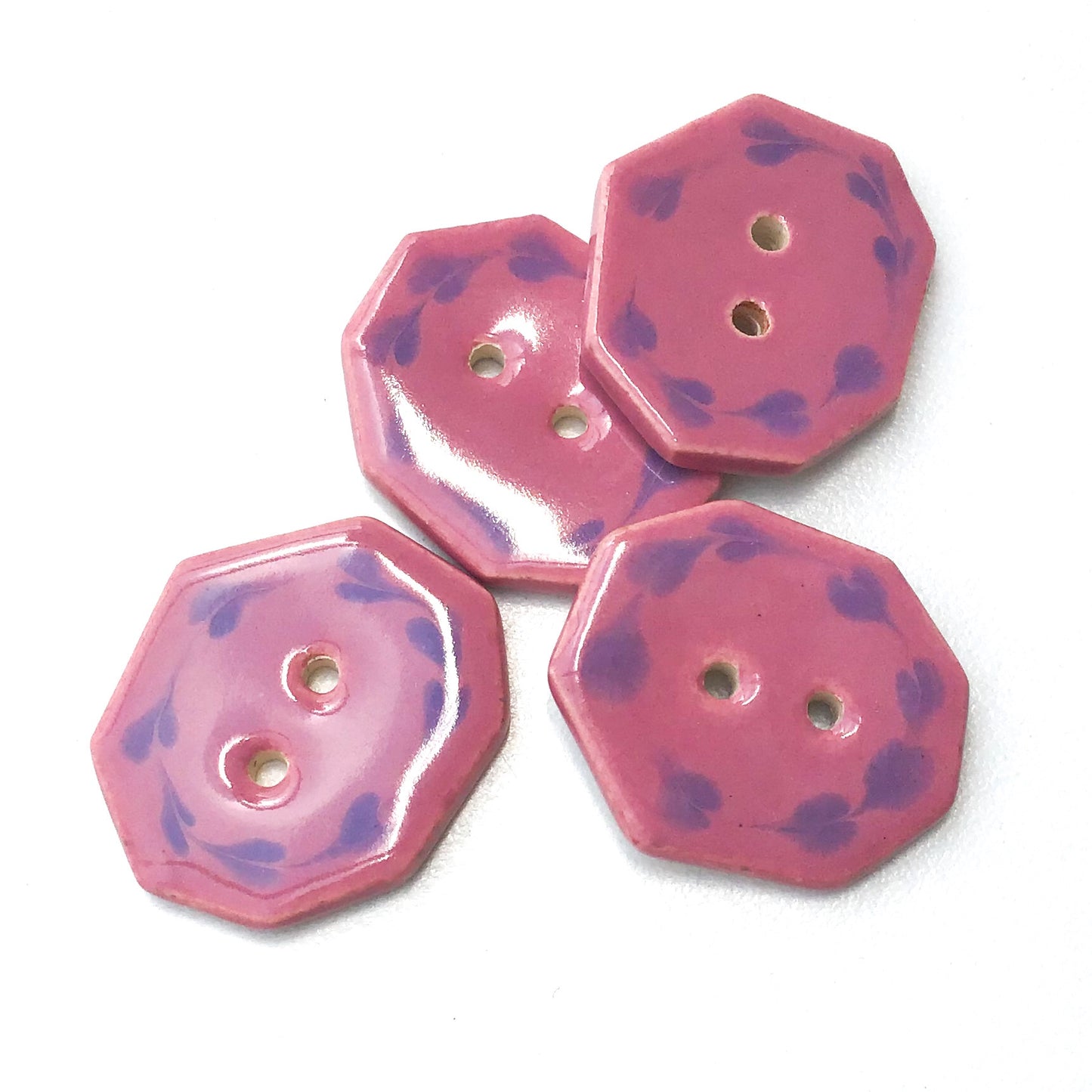 Geometric Buttons - Mauve and Purple Buttons - 3/4 x 1"- 4 Pack