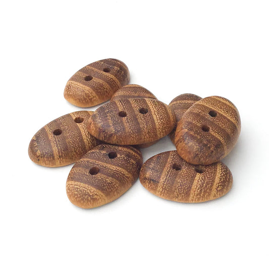 Black Locust Wood Buttons - Oval Wood Buttons - 3/4" x 1 1/16"