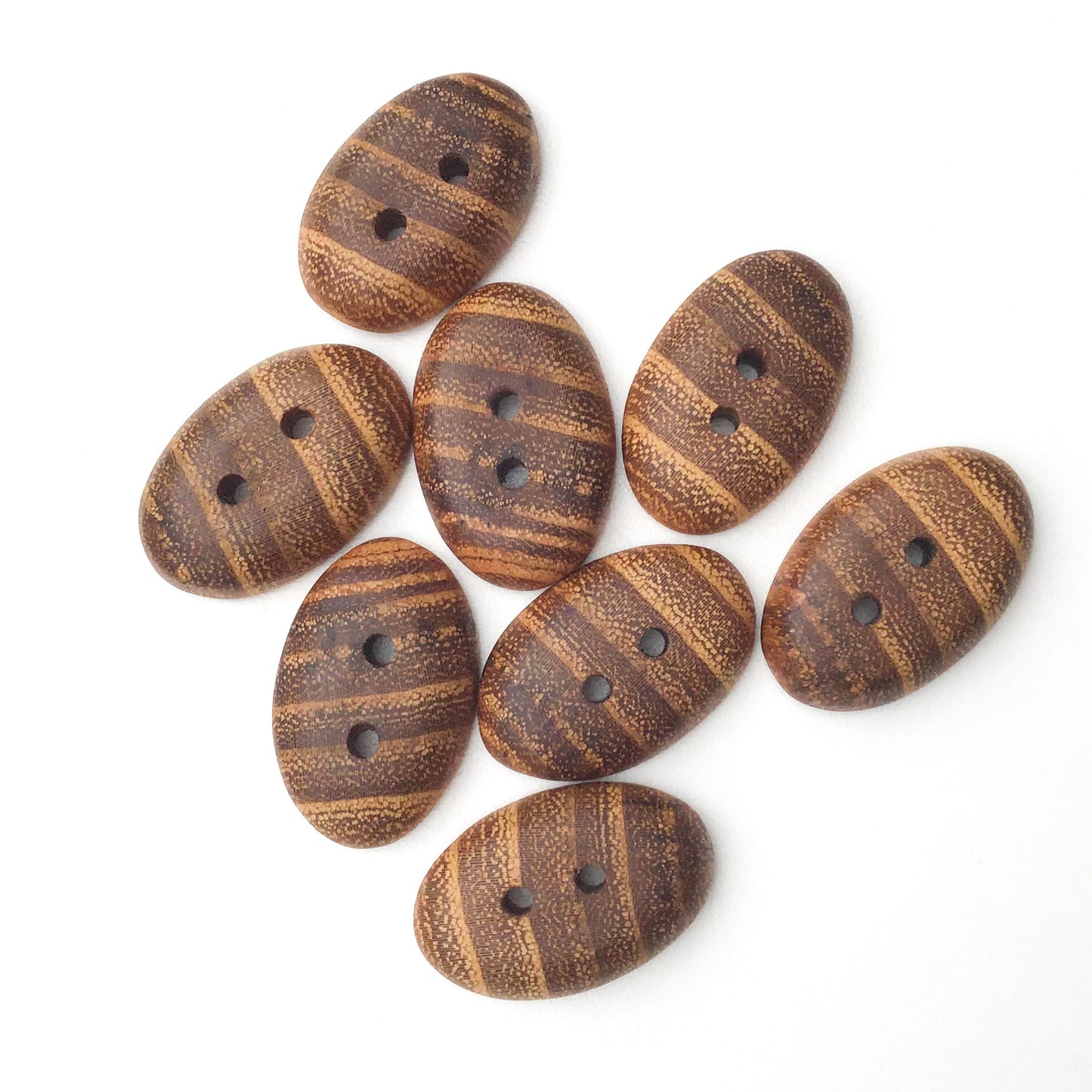 Black Locust Wood Buttons - Oval Wood Buttons - 3/4" x 1 1/16"