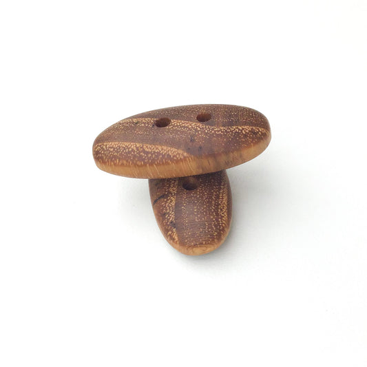 Black Locust Wood Buttons - Wooden Toggle Buttons - 11/16" X 1 7/16" - 2 Pack