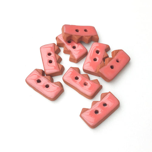 Salmon Colored Buttons on Red Clay - Ceramic Buttons - 3/8