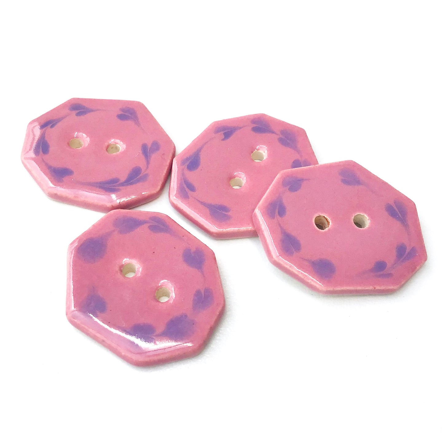Geometric Buttons - Mauve and Purple Buttons - 3/4 x 1"- 4 Pack