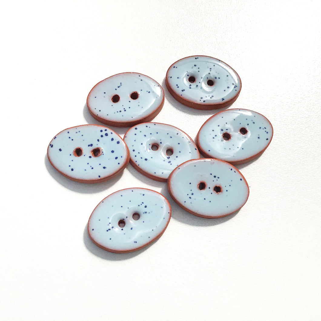 Speckled Blue Oval Clay Buttons - 5/8