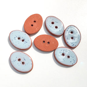 Speckled Blue Oval Clay Buttons - 5/8" x 7/8" - 7 Pack (ws-209)