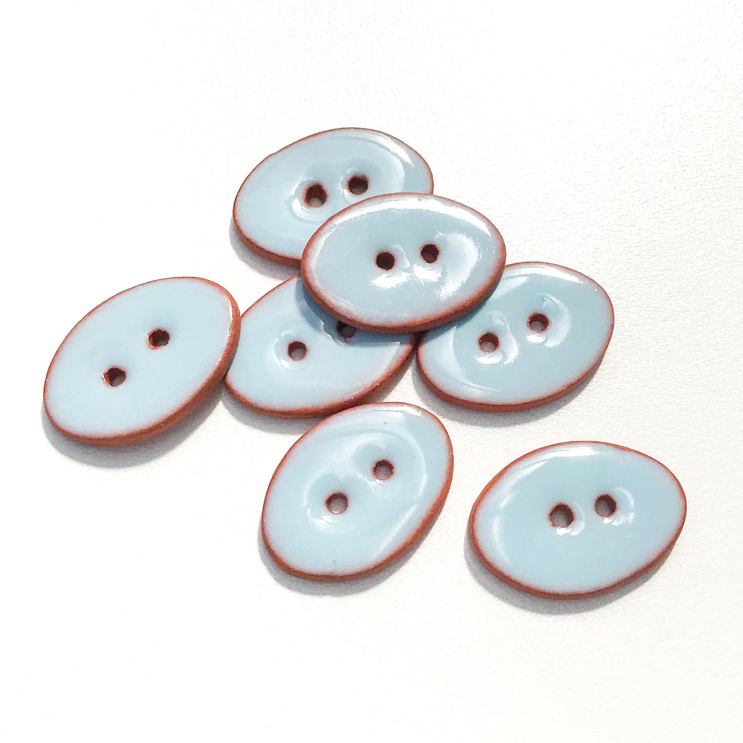 Sky Blue Oval Clay Buttons - 5/8" x 7/8" - 7 Pack (ws-193)