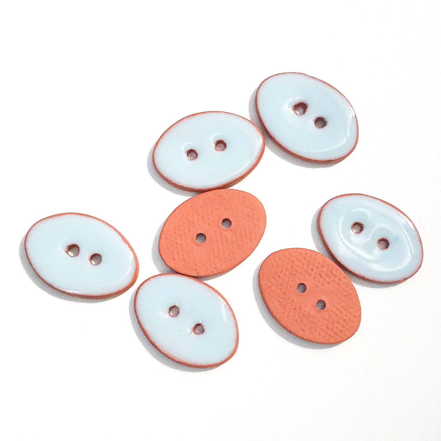 Sky Blue Oval Clay Buttons - 5/8" x 7/8" - 7 Pack (ws-193)