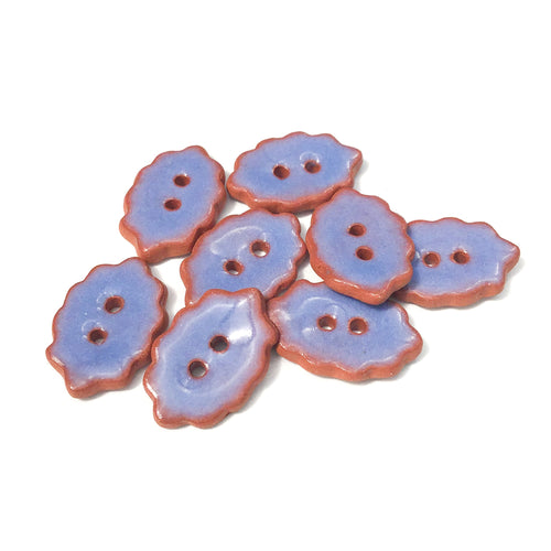 Scalloped Purple Ceramic Buttons - Small Purple Ceramic Buttons - 7/16