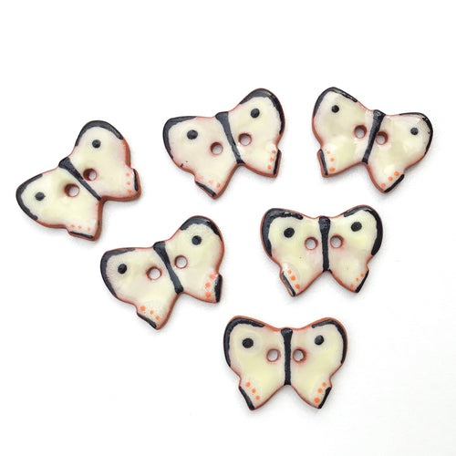 Ceramic Butterfly Buttons - Light Yellow and Black Butterfly Buttons - 5/8