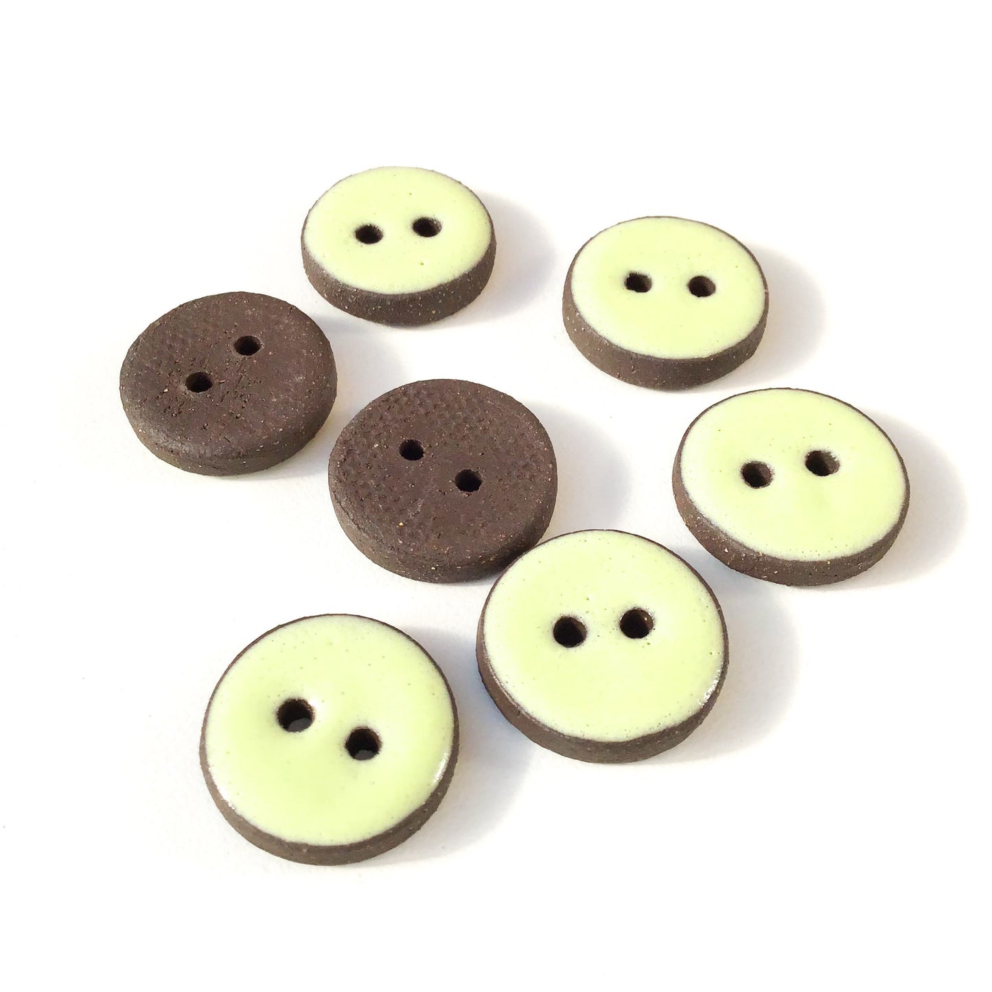 Pastel Green Ceramic Buttons - Light Green Clay Buttons - 3/4" - 7 Pack (ws-154)