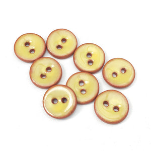 Yellow Ceramic Buttons - Clay Buttons - 7/16" - 8 Pack (ws-272)