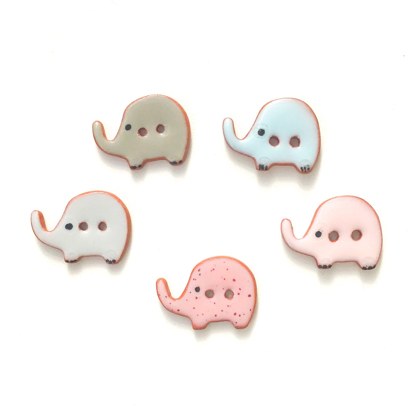 Elephant Buttons - Ceramic Elephant Buttons -Children's Animal Buttons (ws-84)