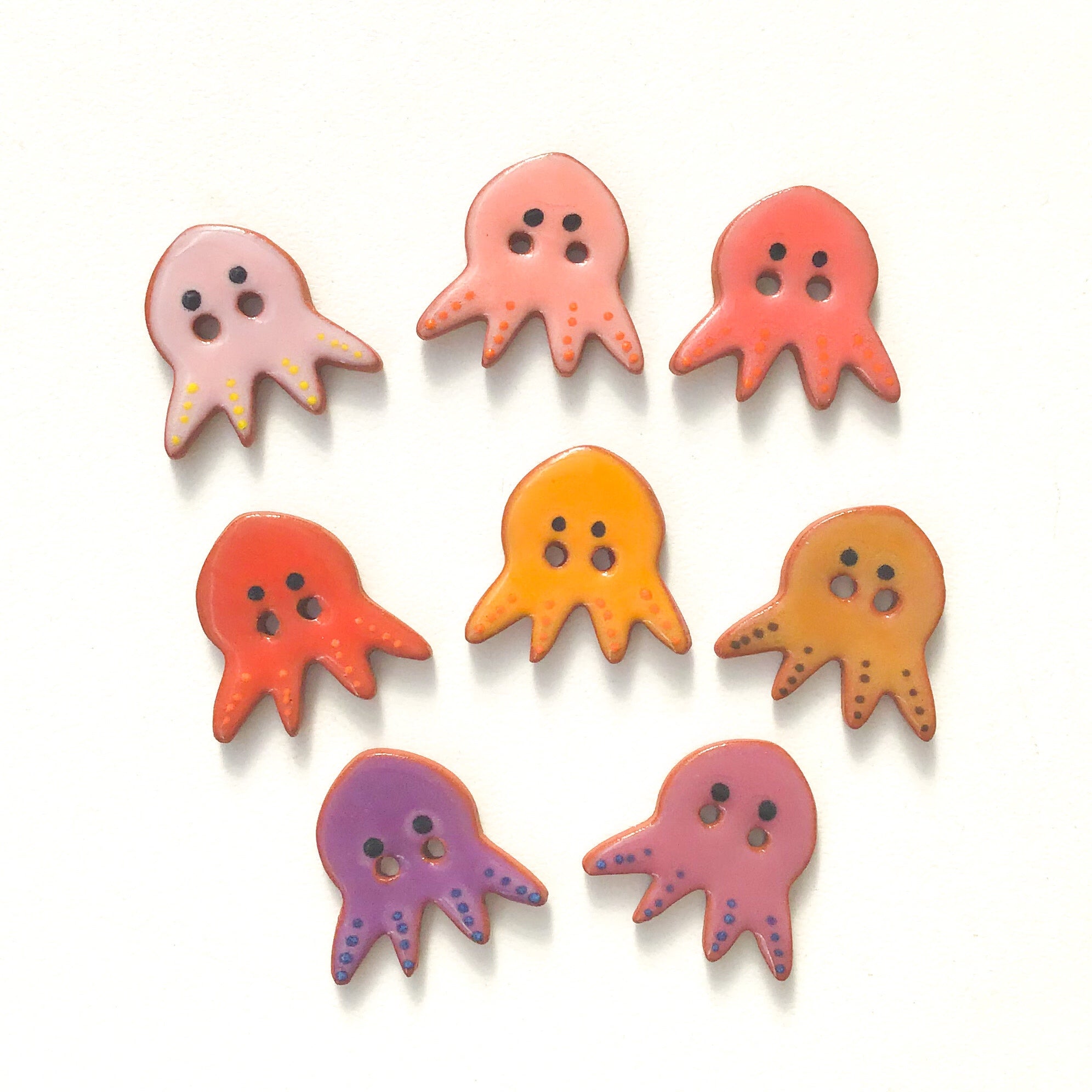Button Octopus 'Earth Tones' Octopus Buttons - Ceramic Ceramic Buttons -Children's An ...