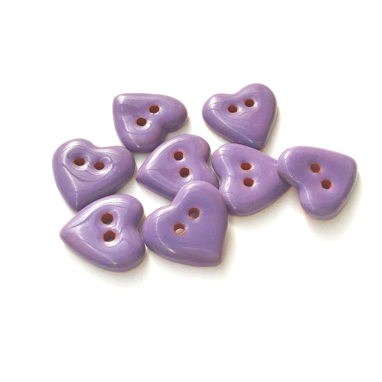 Purple Heart Buttons - Ceramic Heart Buttons - 5/8" - 8 Pack (ws-174)