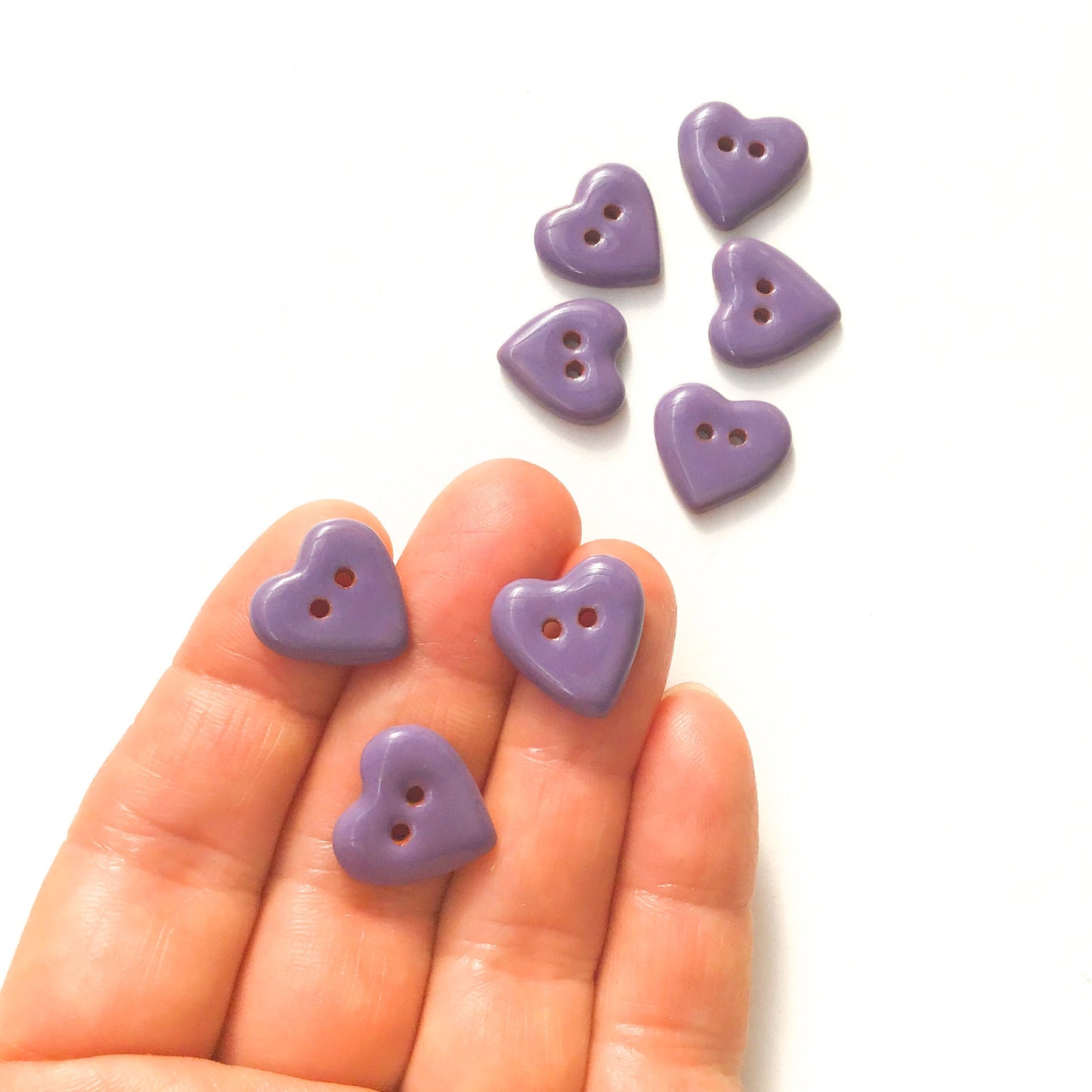Purple Heart Buttons - Ceramic Heart Buttons - 5/8" - 8 Pack (ws-174)