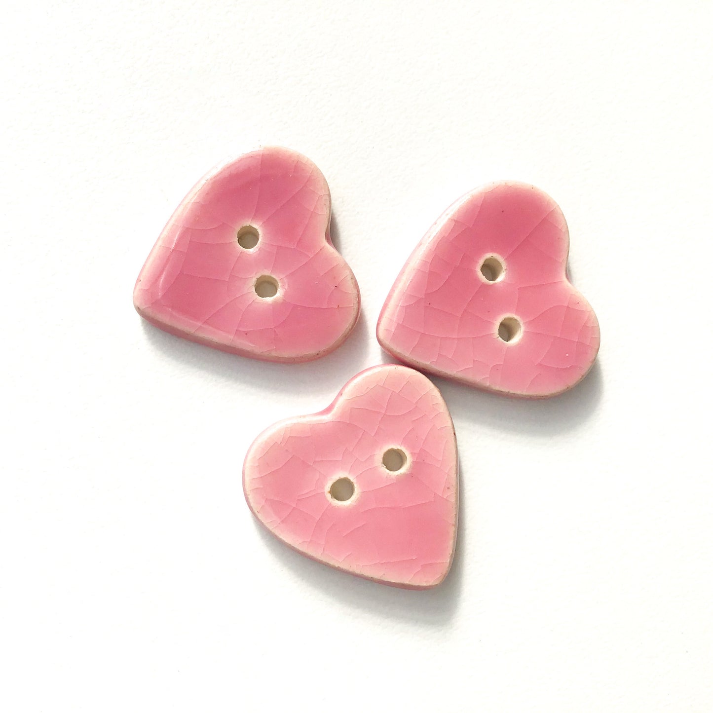 Crackle Pink Heart Buttons   7/8"