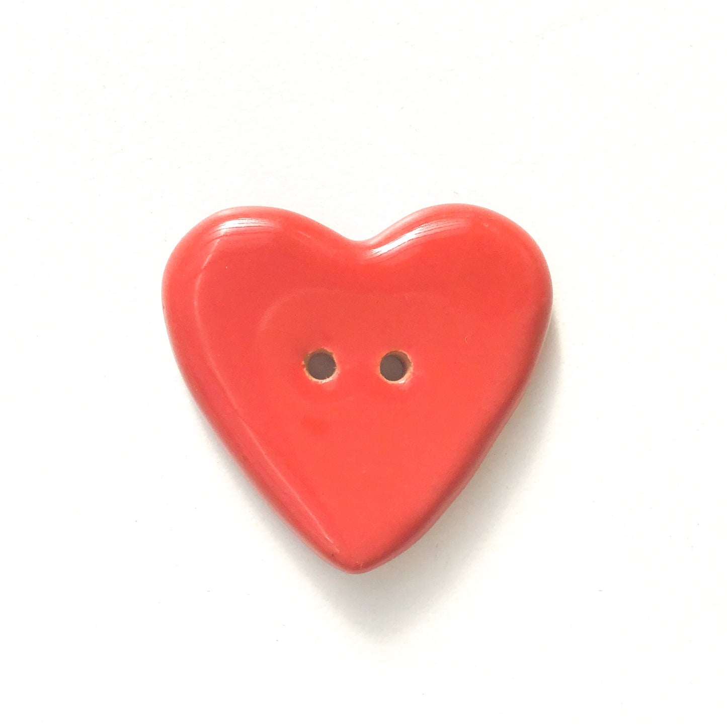 Chunky Red Heart Button - Ceramic Heart Button