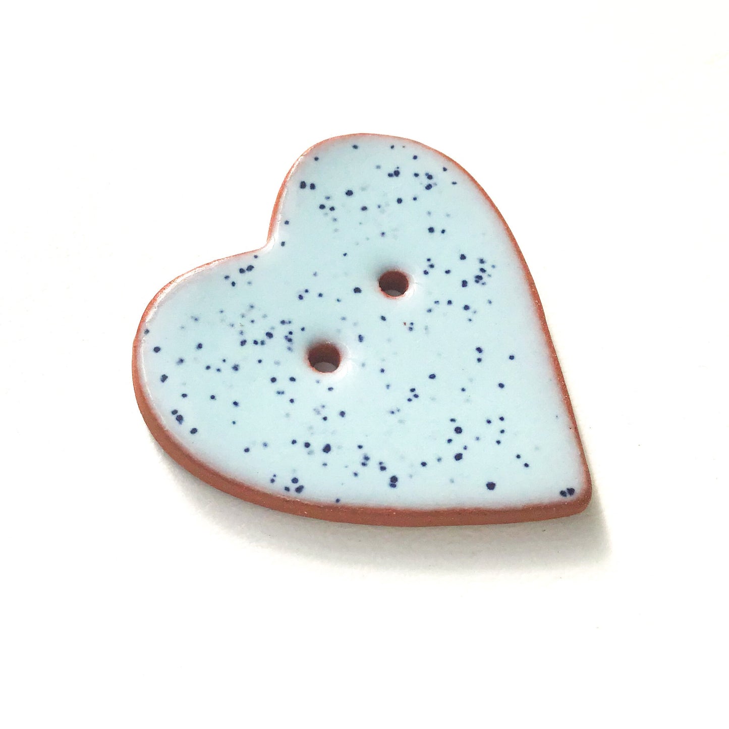 Large Speckled Blue Heart Buttons - Ceramic Heart Button - Sky Blue - 1 3/8"