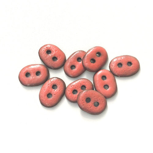 Coral Colored Ceramic Buttons - Small Oval Clay Buttons - 7/16