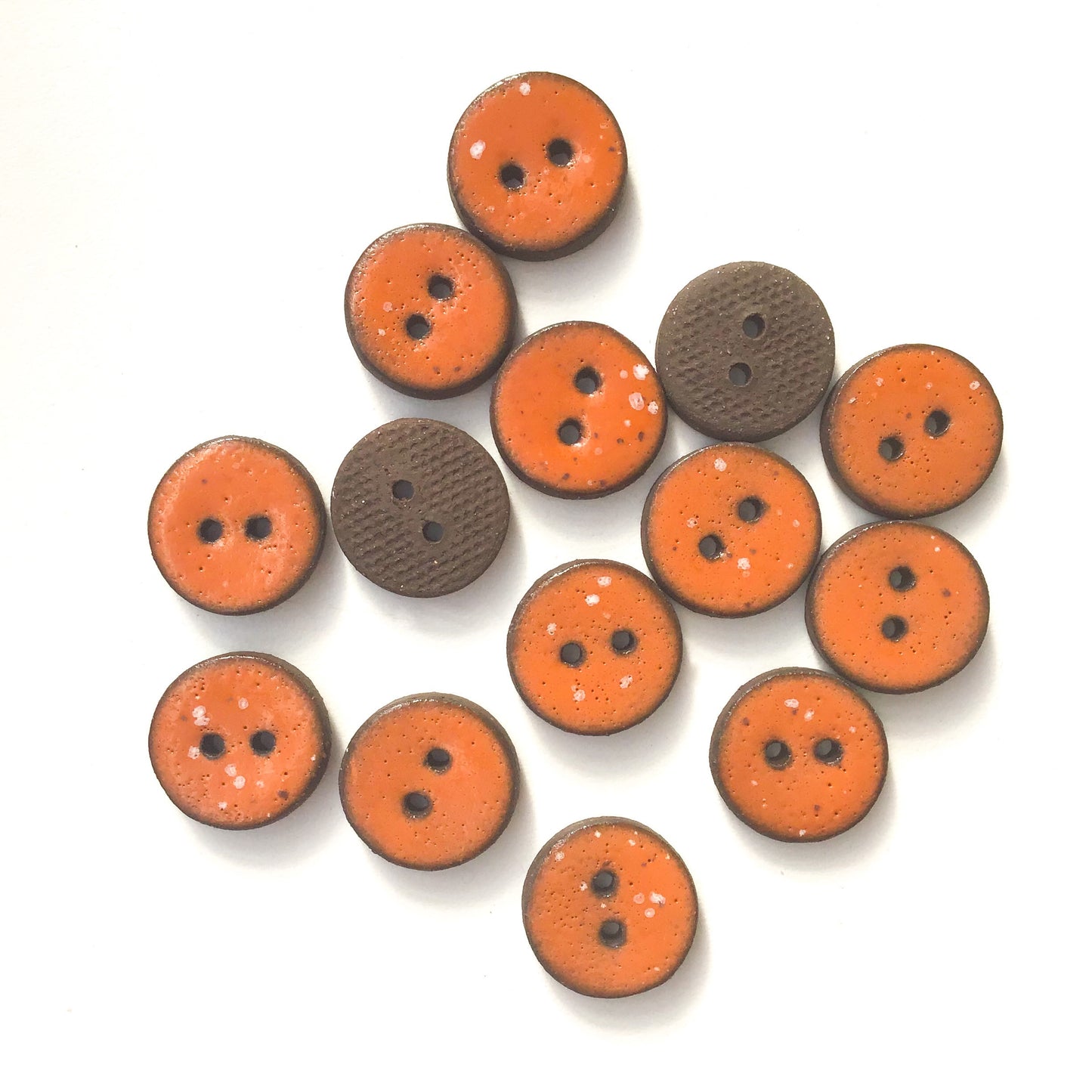 Burnt Orange Ceramic Buttons - Rust Colored Clay Buttons - 3/4" (ws-23)