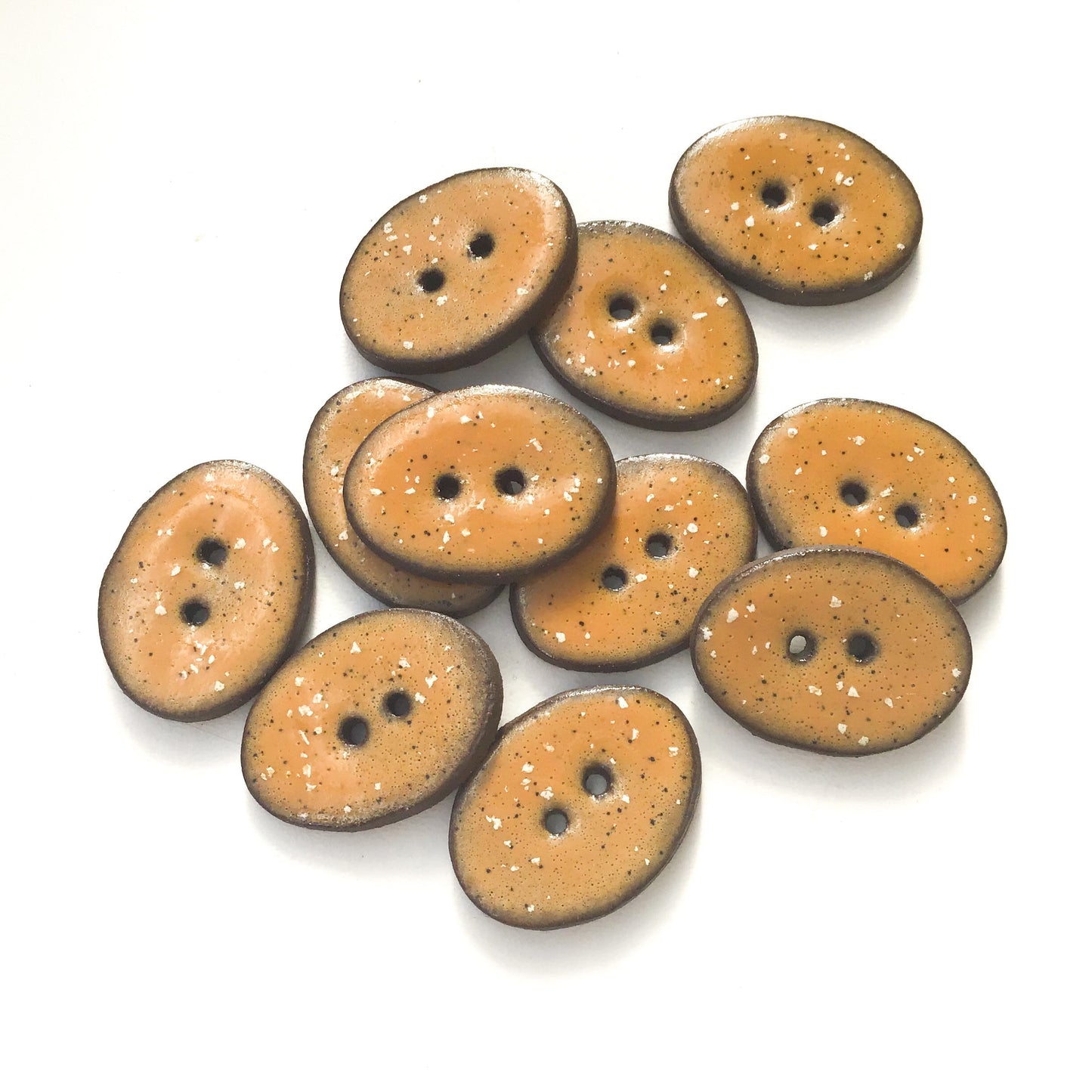 Speckled Camel Brown Ceramic Buttons - Oval Clay Buttons - 3/4" x 1" (ws-212)