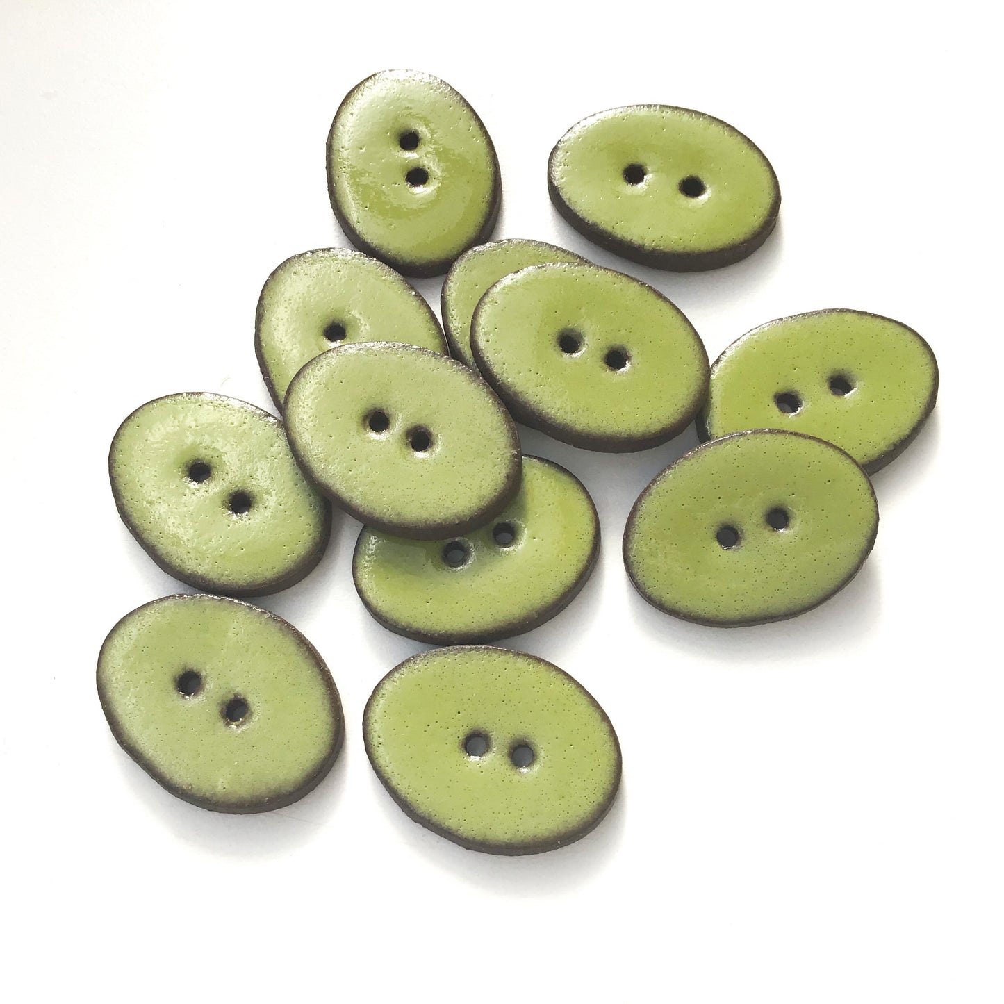 Army Green Ceramic Buttons - Oval Clay Buttons - 3/4" x 1"