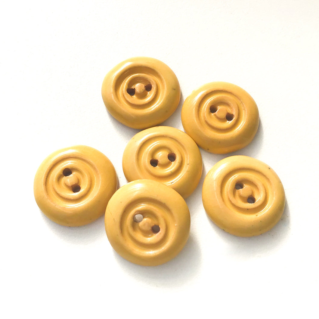 Soft Yellow Concentric Circle Ceramic Buttons - Earthy Clay Buttons - 1/2