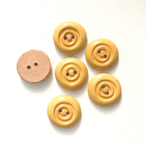 Soft Yellow Concentric Circle Ceramic Buttons - Earthy Clay Buttons - 1/2" - 6 Pack