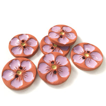 Load image into Gallery viewer, Hawaiian Petals Button - Purple Bloom on Red Clay - 7/8&quot; (ws-103)