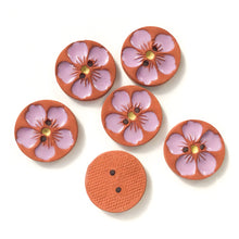 Load image into Gallery viewer, Hawaiian Petals Button - Purple Bloom on Red Clay - 7/8&quot; (ws-103)