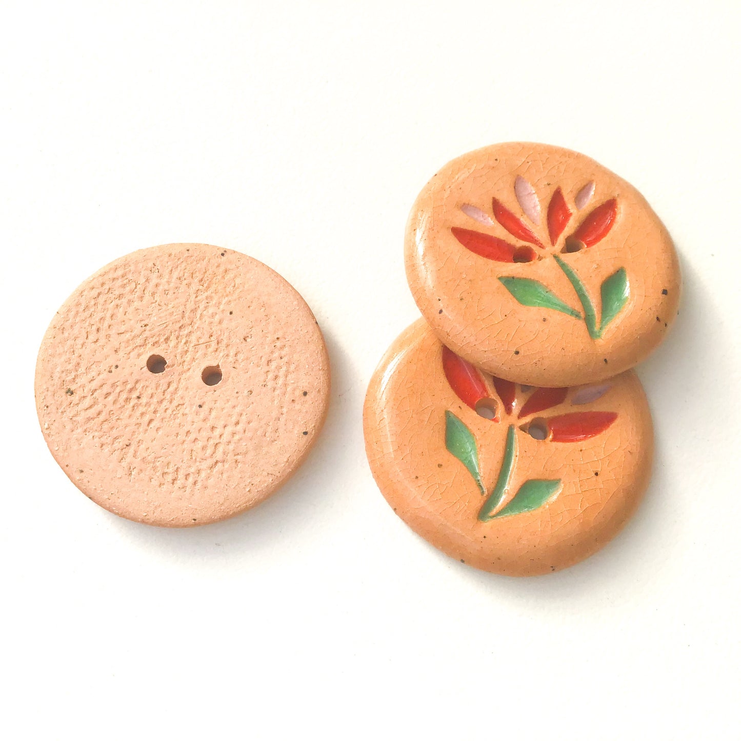 Cut Flowers Button - Red & Pink Ceramic Flower Button - 1 1/8" (ws-60)