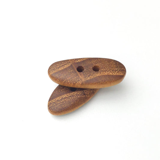 Black Locust Wood Buttons - Wooden Toggle Buttons - 9/16" X 1 1/4" - 2 Pack