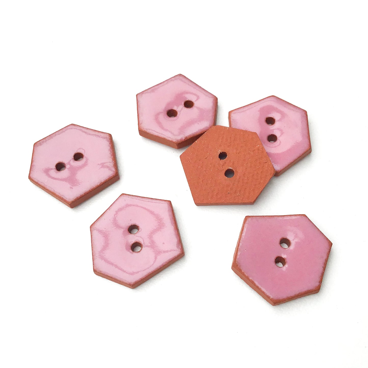 Mauve Geometric Buttons - Pinkish-Purple Ceramic Buttons -  3/4" - 6 Pack